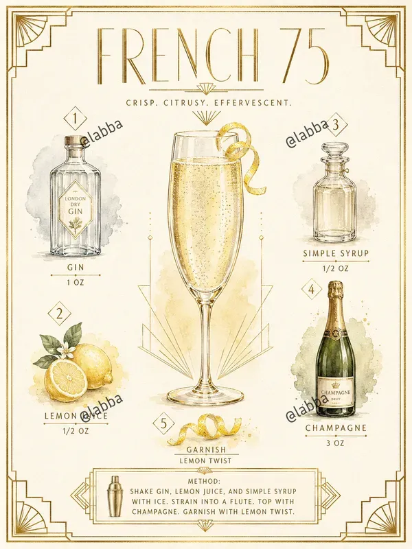 Art Deco Watercolor Recipe Infographics