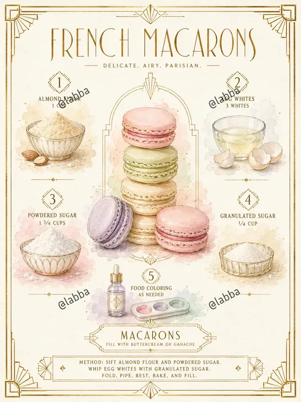 Art Deco Watercolor Recipe Infographics