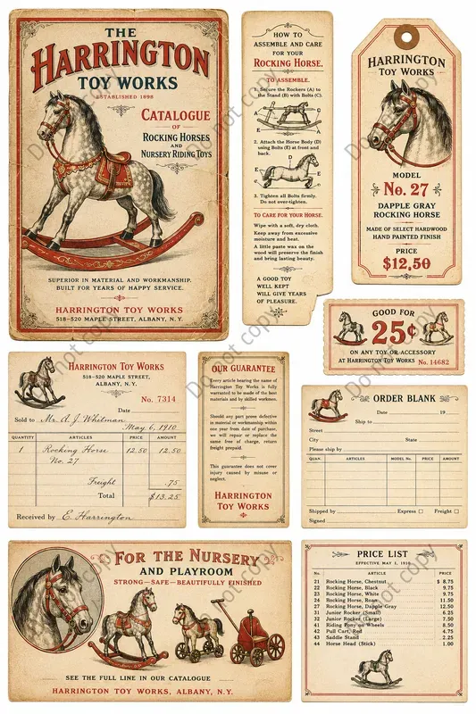 Vintage Toy Shop Ephemera Sheets