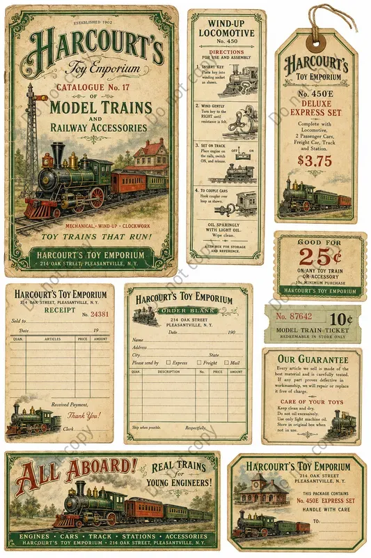 Vintage Toy Shop Ephemera Sheets