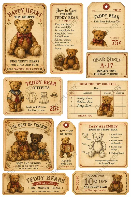 Vintage Toy Shop Ephemera Sheets