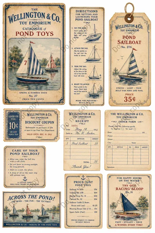 Vintage Toy Shop Ephemera Sheets