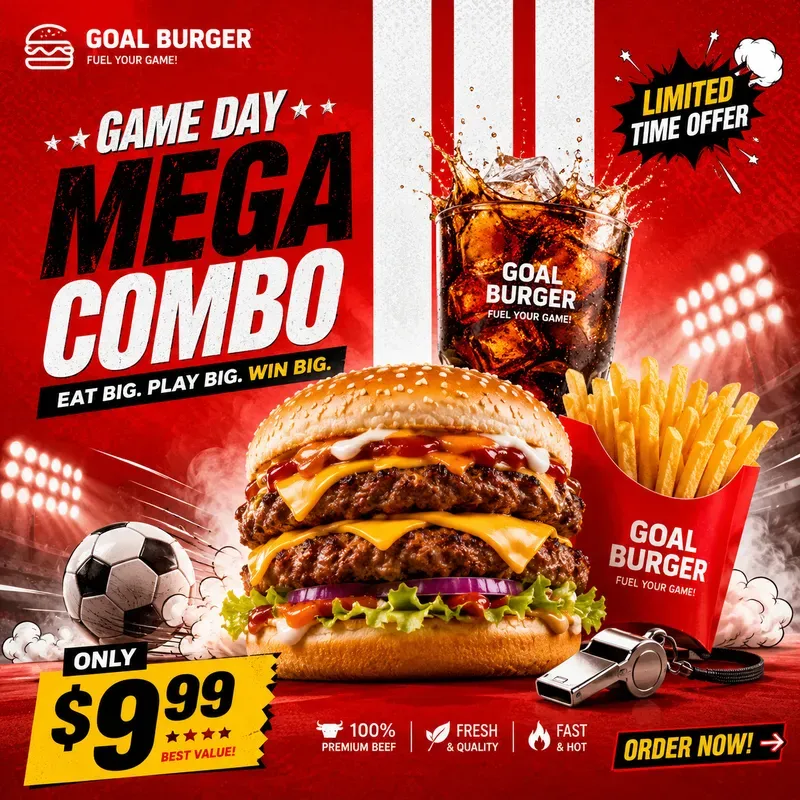 Bold Red Fast Food Promos