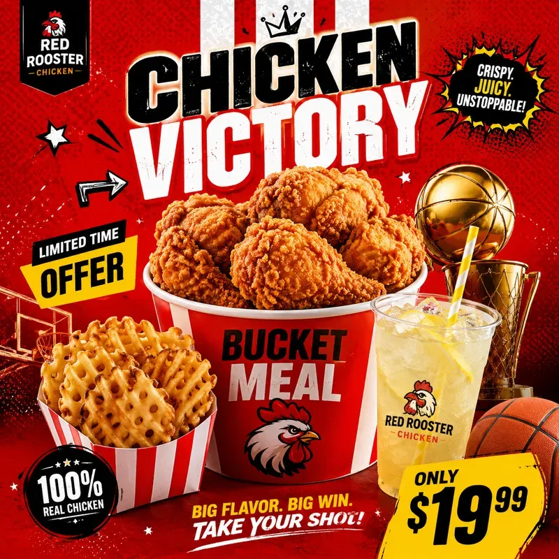 Bold Red Fast Food Promos