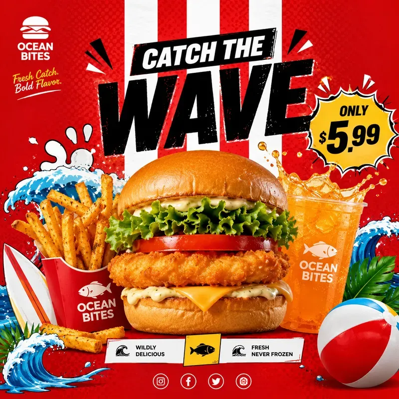 Bold Red Fast Food Promos