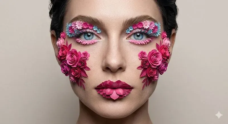 Botanical Paperart Makeup Portraits