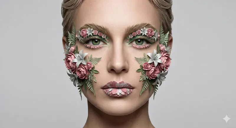 Botanical Paperart Makeup Portraits