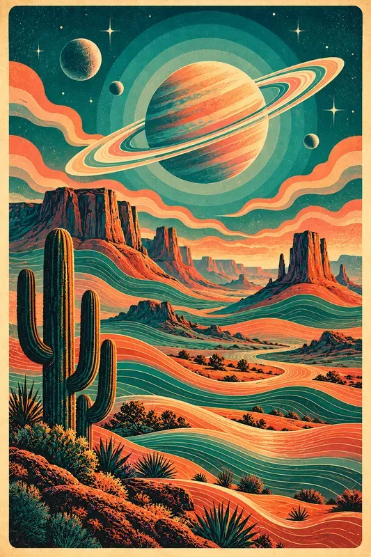 Retro Canyon Sunset Travel Posters