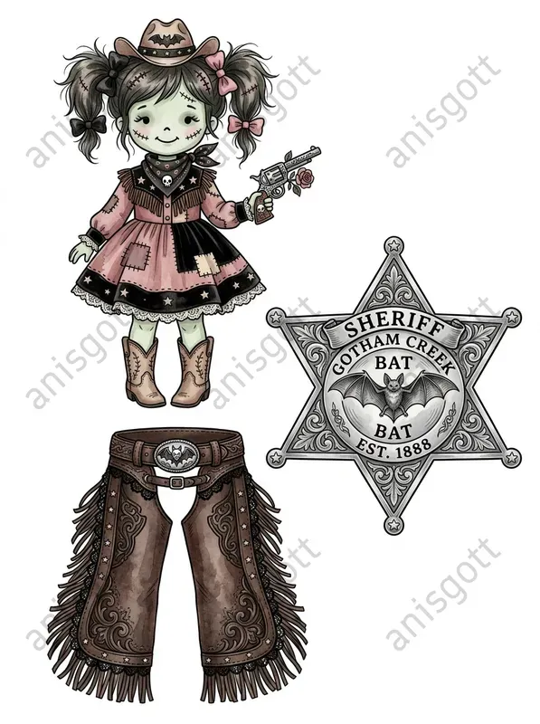 Spooky Western Coquette Goth Clipart Sets