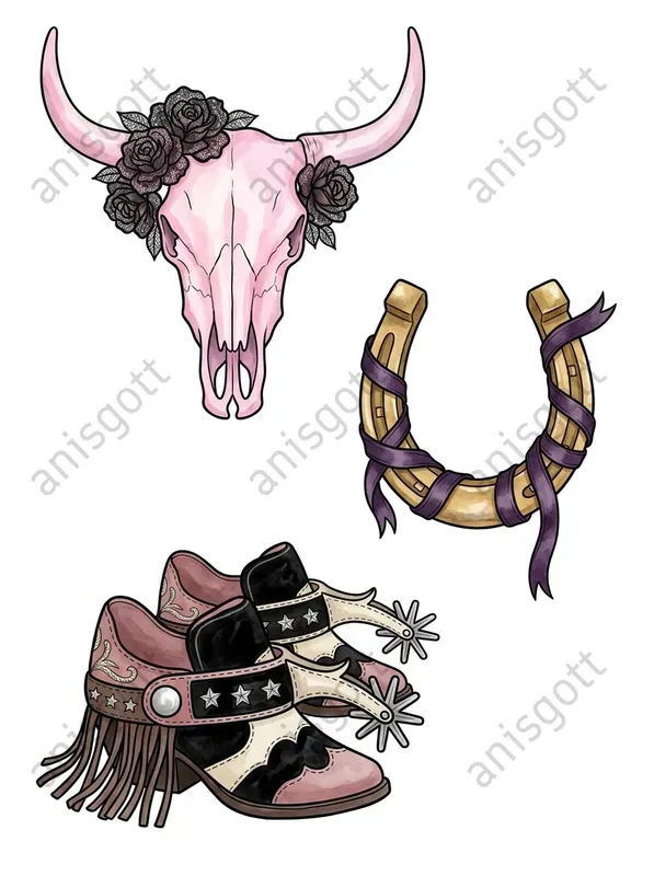 Spooky Western Coquette Goth Clipart Sets