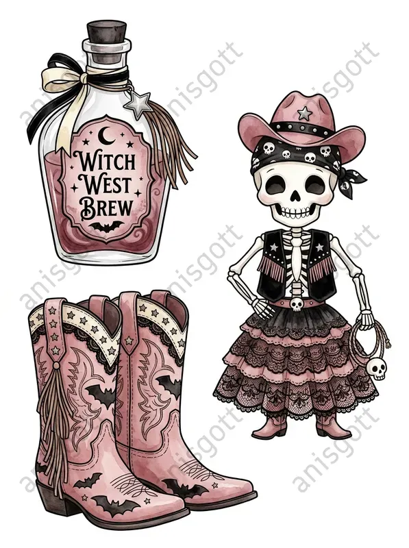 Spooky Western Coquette Goth Clipart Sets