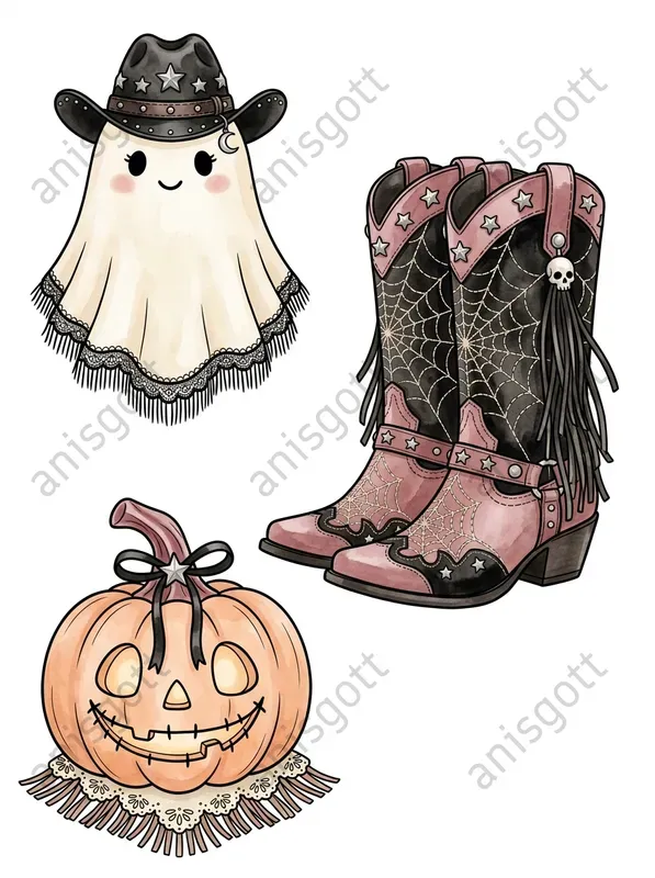 Spooky Western Coquette Goth Clipart Sets