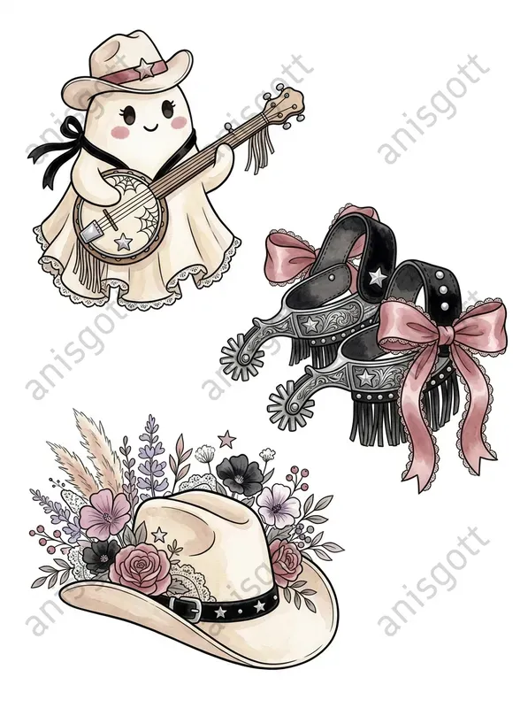 Spooky Western Coquette Goth Clipart Sets