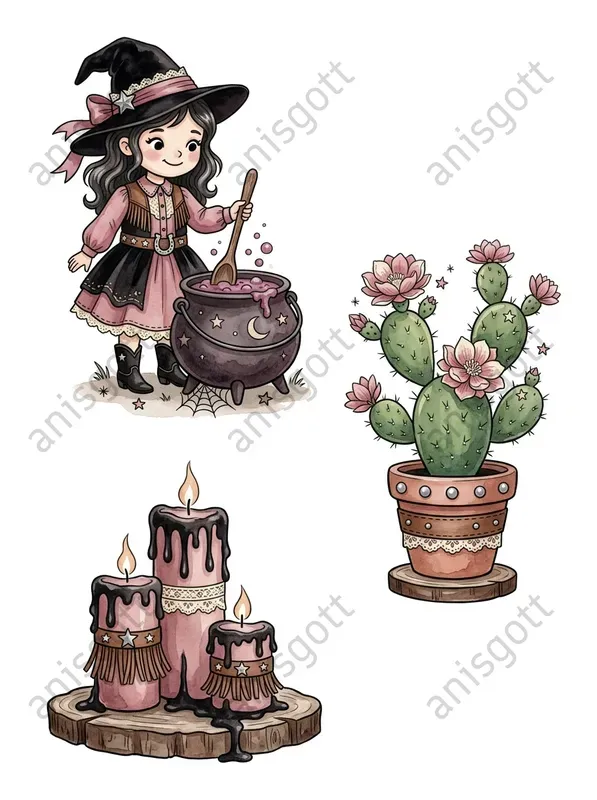 Spooky Western Coquette Goth Clipart Sets