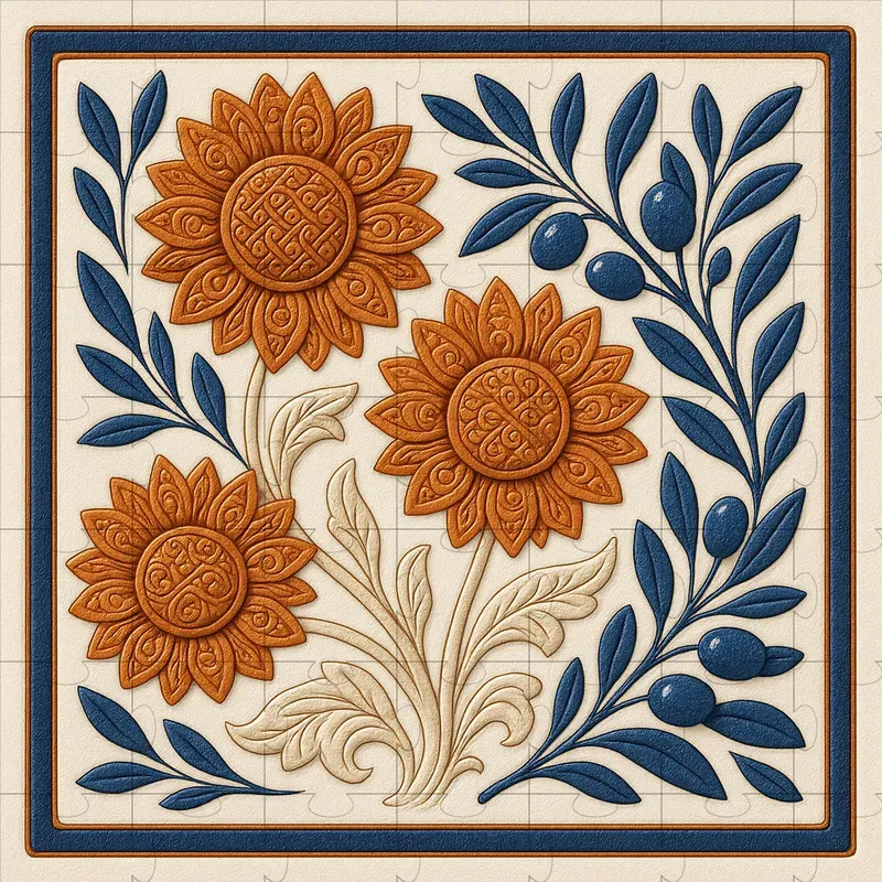 Ceramic Floral Tile Art