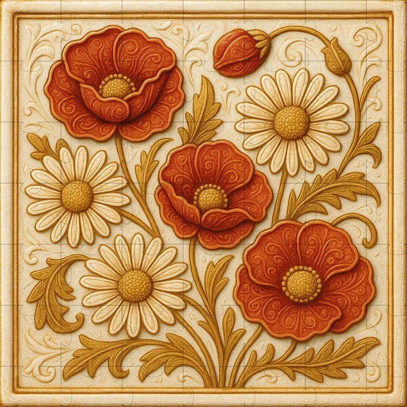 Ceramic Floral Tile Art