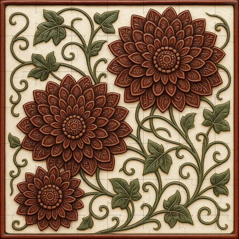 Ceramic Floral Tile Art