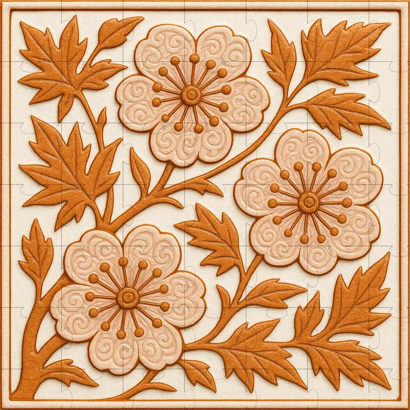 Ceramic Floral Tile Art