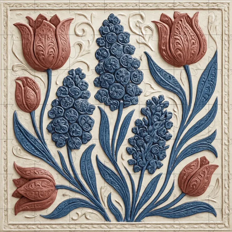 Ceramic Floral Tile Art