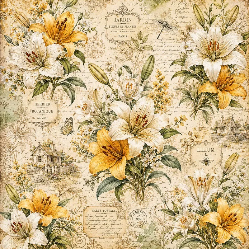 Vintage Floral Pattern Scrapbook Papers