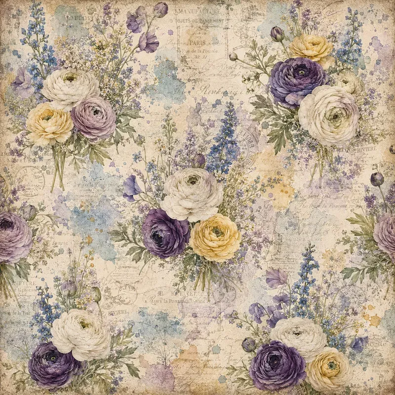 Vintage Floral Pattern Scrapbook Papers