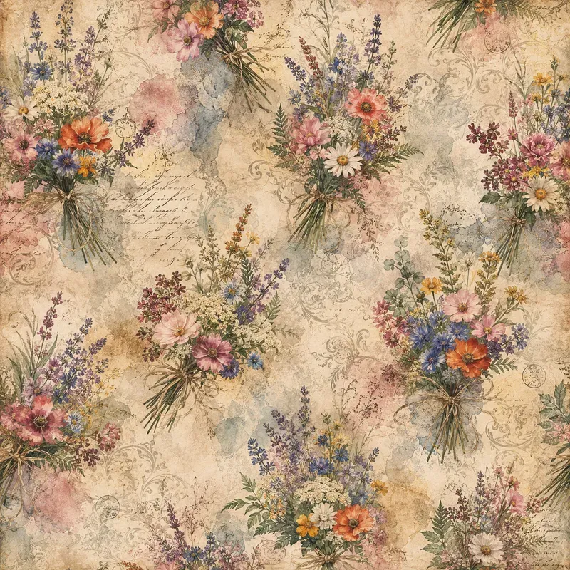 Vintage Floral Pattern Scrapbook Papers