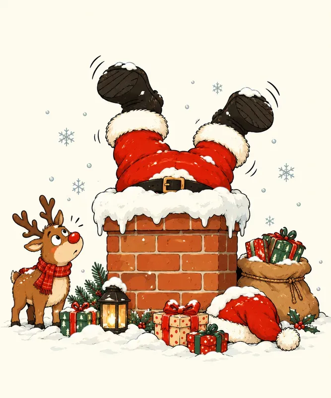 Cute Minimalist Funny Christmas Cartoons