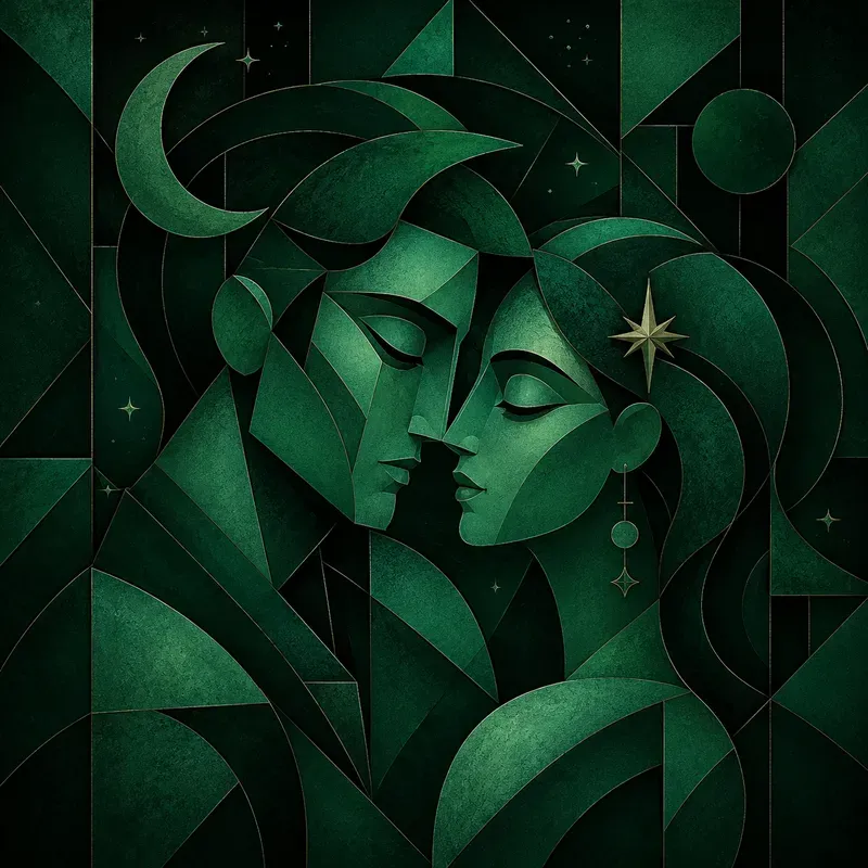 Emerald Geometric Romance Portraits