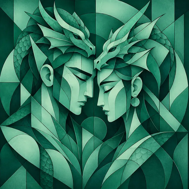 Emerald Geometric Romance Portraits