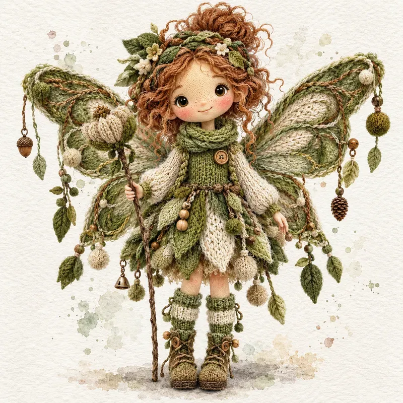 Whimsical Knitted Fairy Art
