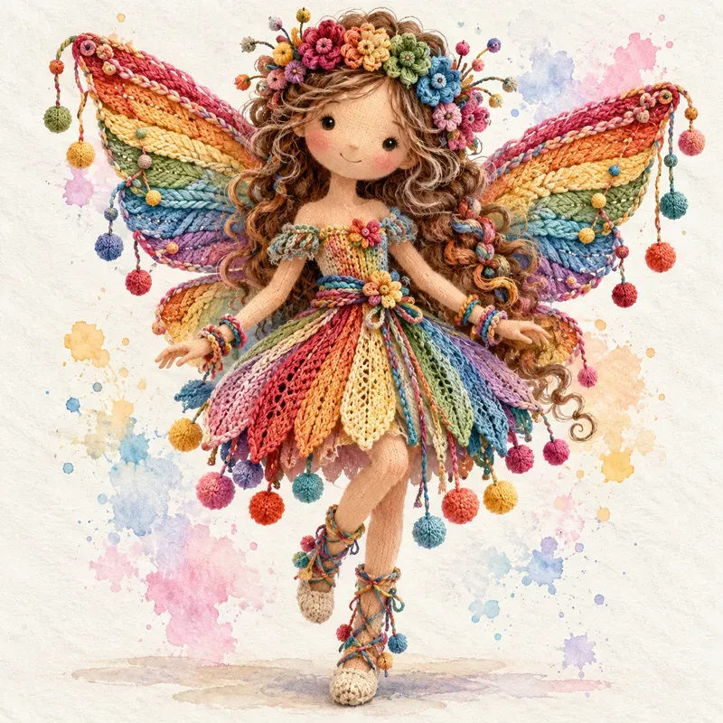 Whimsical Knitted Fairy Art