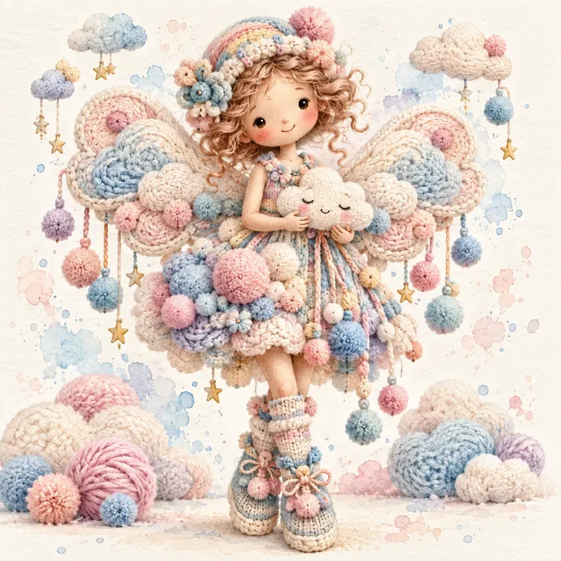 Whimsical Knitted Fairy Art