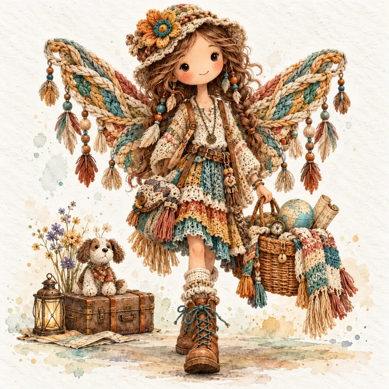 Whimsical Knitted Fairy Art