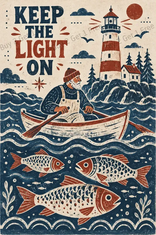 Naive Coastal Folklore Print Artworks