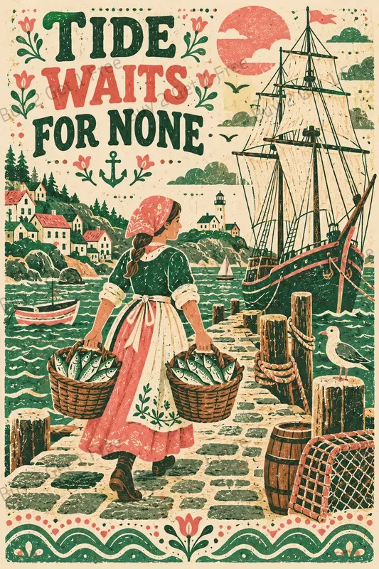 Naive Coastal Folklore Print Artworks