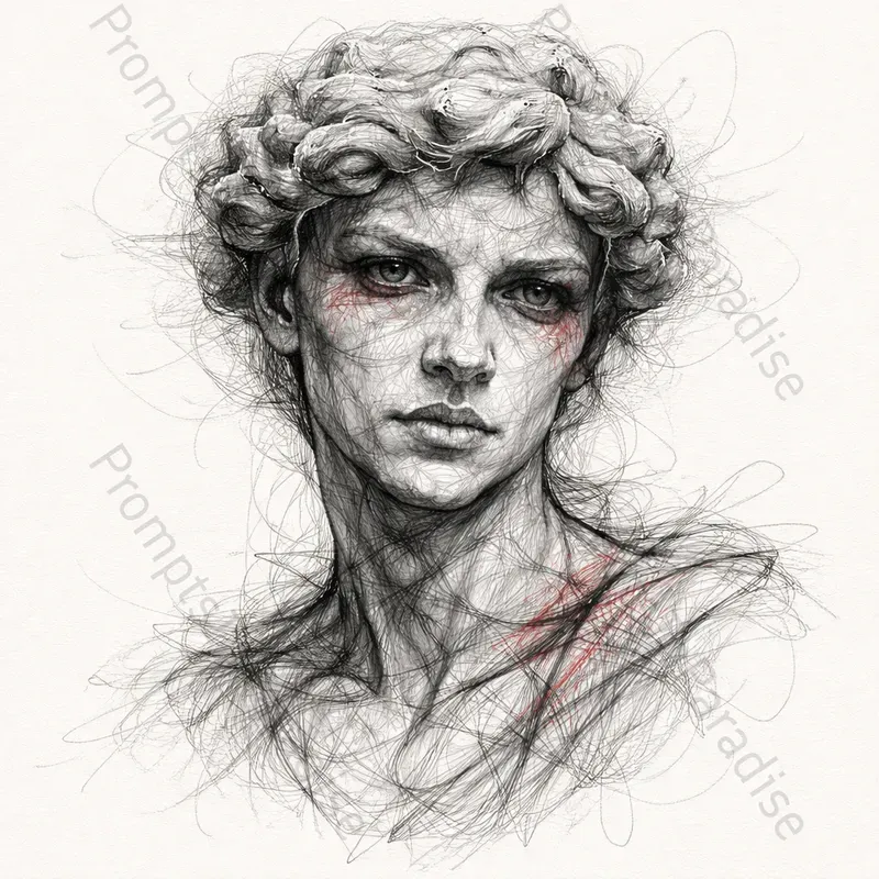 Abstract Chaos Line Portrait Art