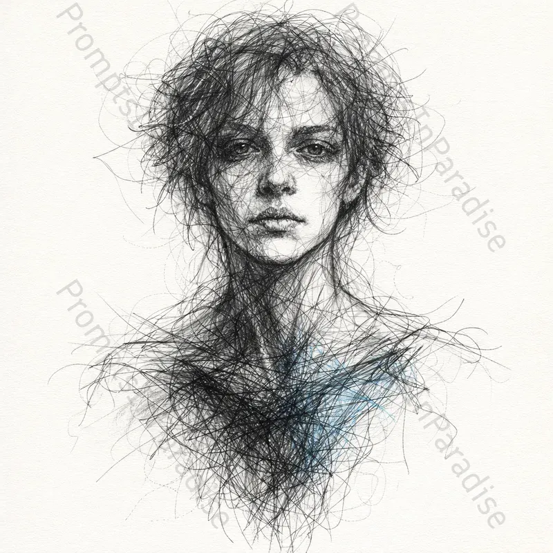 Abstract Chaos Line Portrait Art