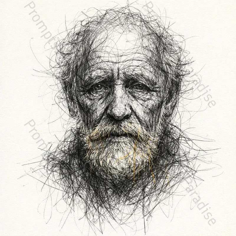 Abstract Chaos Line Portrait Art