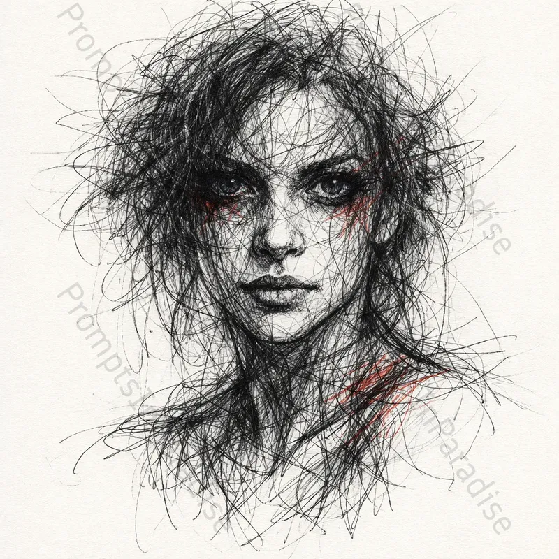 Abstract Chaos Line Portrait Art