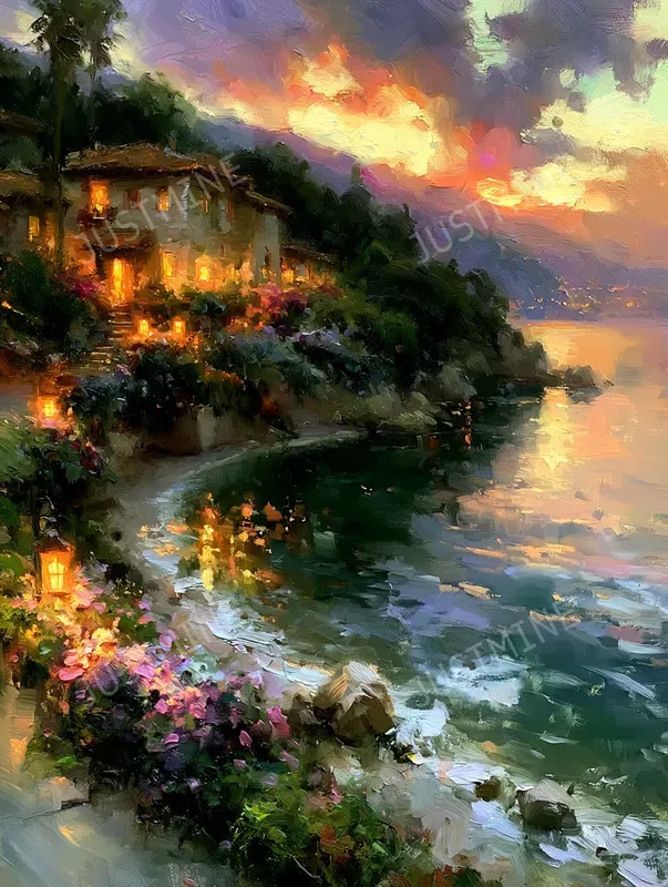 Romantic Sunset Cottage Wall Art
