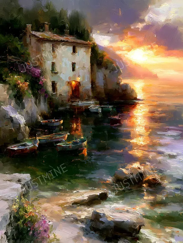 Romantic Sunset Cottage Wall Art