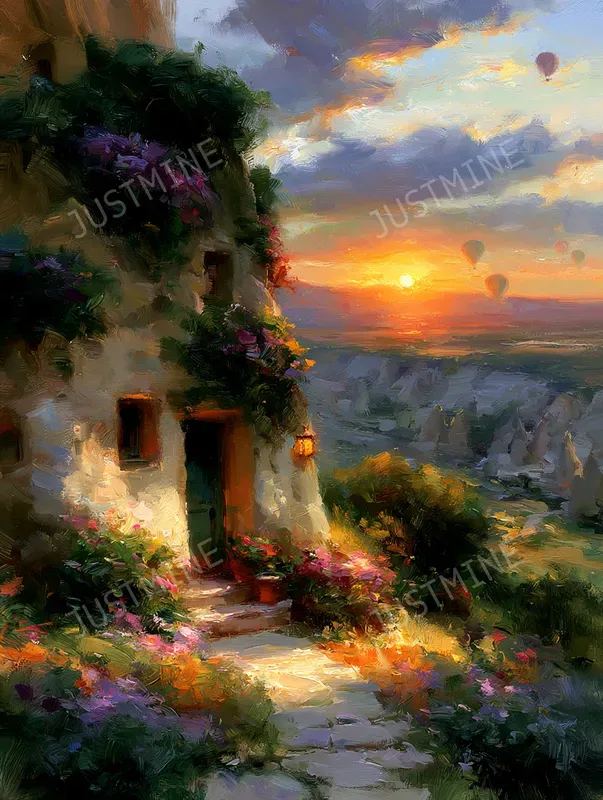 Romantic Sunset Cottage Wall Art