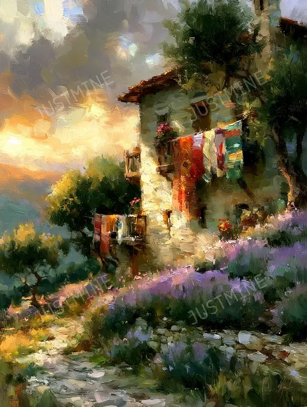 Romantic Sunset Cottage Wall Art