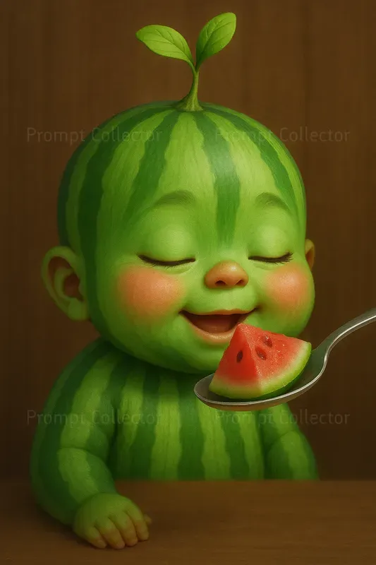 Whimsical Fruit Skin Babies Eating Fruit