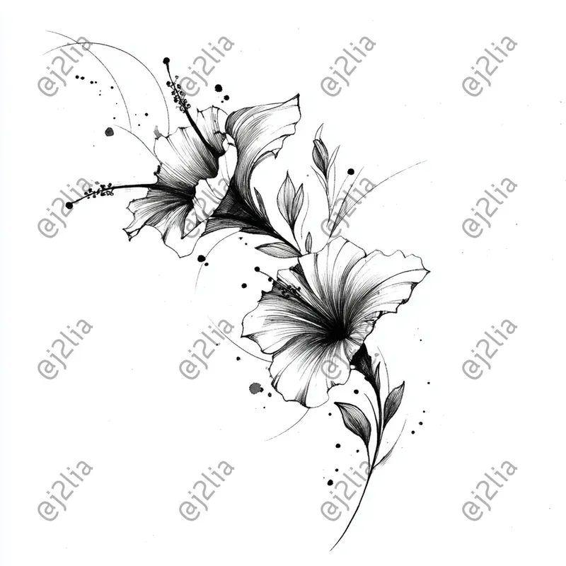 Elegant Black Ink Flower Tattoos