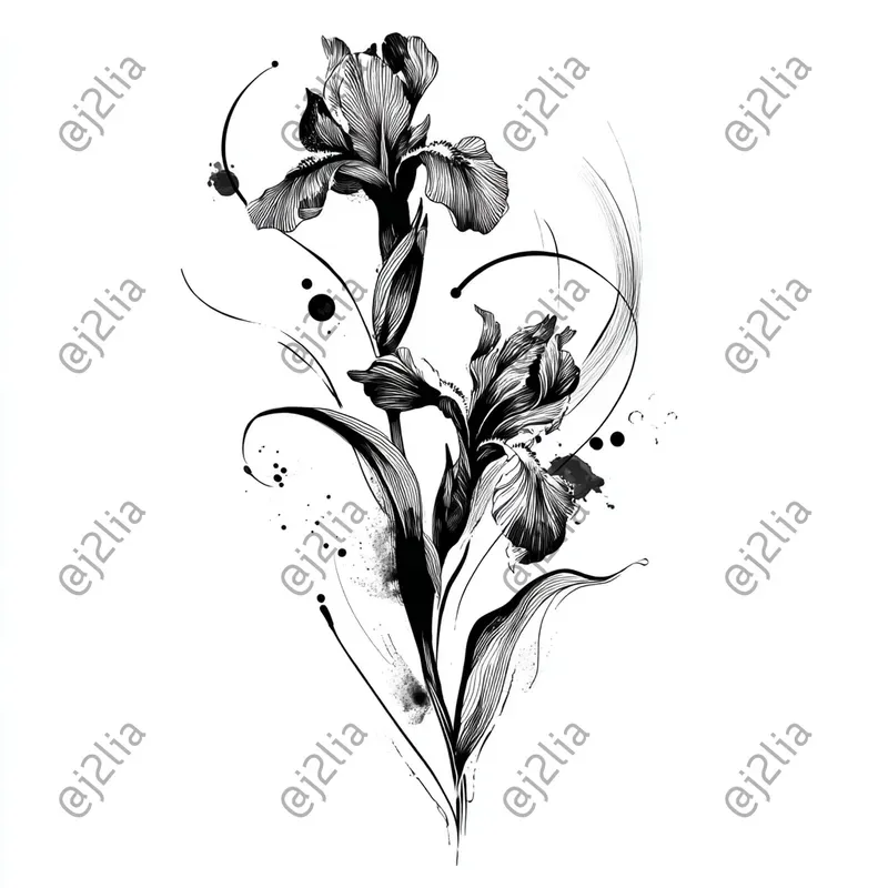 Elegant Black Ink Flower Tattoos