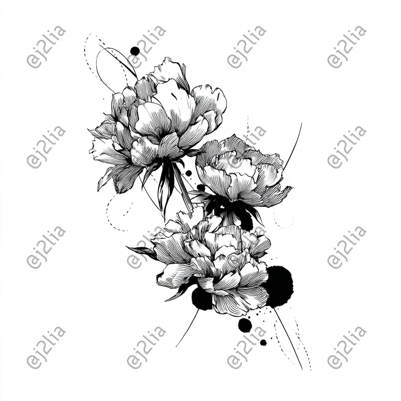 Elegant Black Ink Flower Tattoos