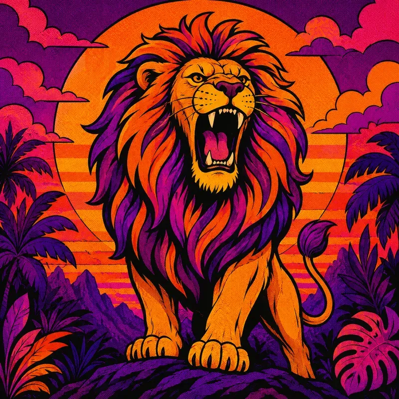 Vivid Retro Cartoon Wild Animal Portraits