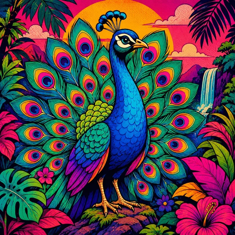 Vivid Retro Cartoon Wild Animal Portraits