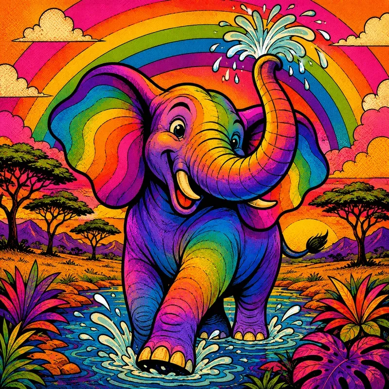 Vivid Retro Cartoon Wild Animal Portraits